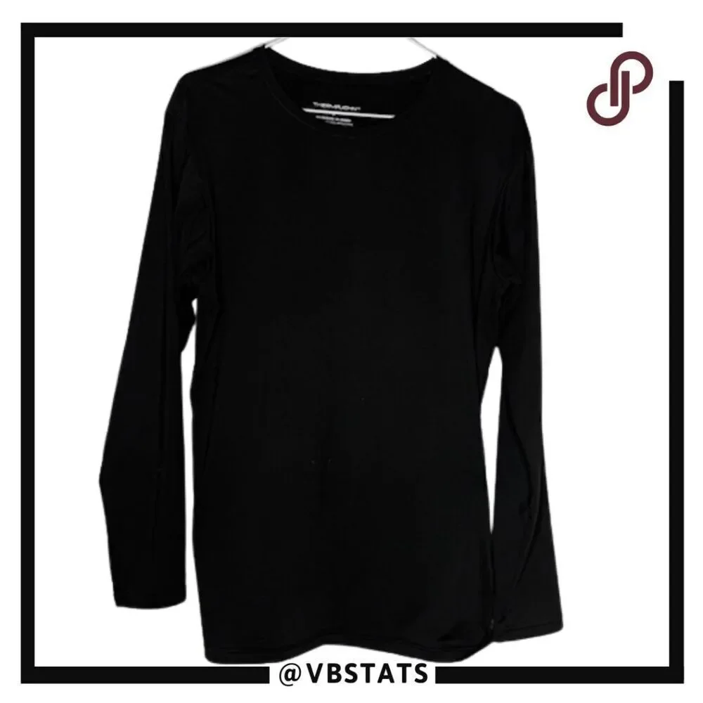 Thermajohn Men's Crew Neck Long Sleeve Under T Shirt Black Size Large